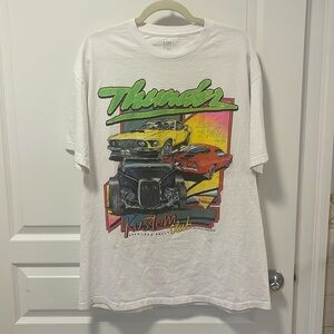J Galt Thunder Kustom American Rally Club Racing Shirt Adult One Size White Mens